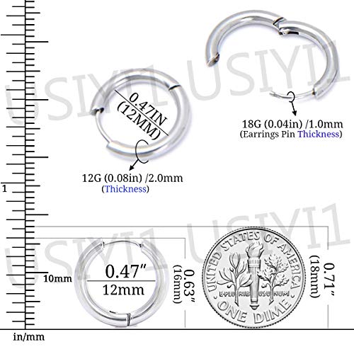 Stainless Steel Hoop Earrings for Men - Hinged Hoop Huggie Piercing Earrings Set For Men Women, Hypoallergenic Lobes Small Round Earrings - color: 3 Color Inner Diameter 0.47" (12MM)