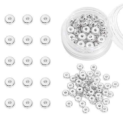 Silver Plated Roudelle Spacer Beads 5x2mm 50pcs for Jewelry Making Findings Non Tarnish - color: Silver, size: 5x2mm Roudelle