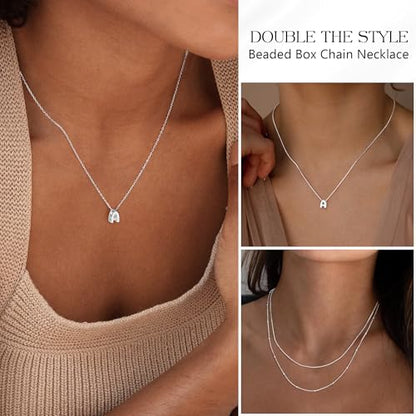 IIEFWELL S925 Sterling Silver Chain Necklace for Women - 1.2/0.8mm Satellite Bead Cable Box Chains Necklace Set, Hypoallergenic Sturdy Women's Silver Chain Necklaces, 16/18/20/22 Inches Jewelry Gifts - color: Box + Satellite, size: 16 Inch (Women's Choker