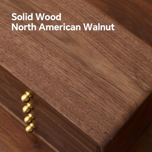 Wooden Jewelry Box for Women Men, Large | Velvet Lined Organizer, 4 Drawers, Solid Black Walnut Brass Handles, For Rings, Necklaces, Earrings - size: 4 drawers