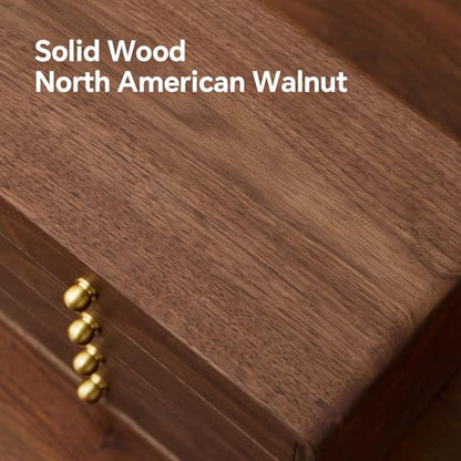 Wooden Jewelry Box for Women Men, Large | Velvet Lined Organizer, 4 Drawers, Solid Black Walnut Brass Handles, For Rings, Necklaces, Earrings - size: 4 drawers