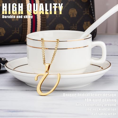 Suweibuke Initial Necklace for Men Women Boys Girls, 18K Gold Plated 26 Letters Pendant Necklace, Personalized Jewelry Gifts - color: Gold--1U