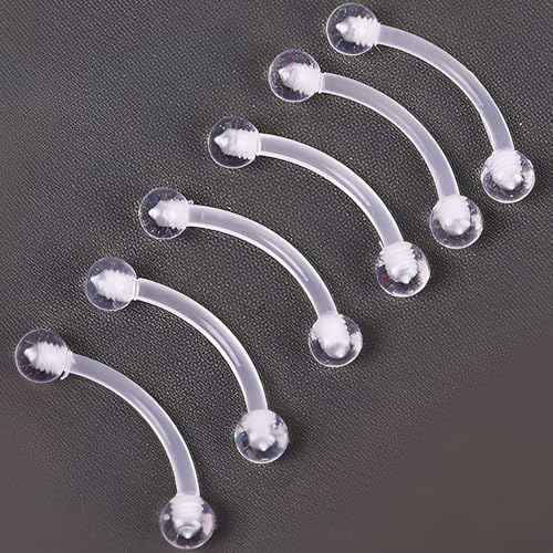 Clear Eyebrow Piercing Set for Women Men Acrylic Curved Barbell Retainer Plastic Snake Eyes Piercing Jewelry Tongue Eyebrow Bar Rings Vertical Labret Lip Bars Jewellery 10 pcs - size: 1.2*12+3