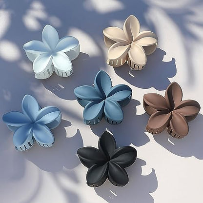 Sisiaipu Hair Clip, 6 Pcs Large Plumeria Flower Claw Clips for Thick Medium Hair - Blue Brown Beach Hair Accessories for Women and Girls - color: Blue brown