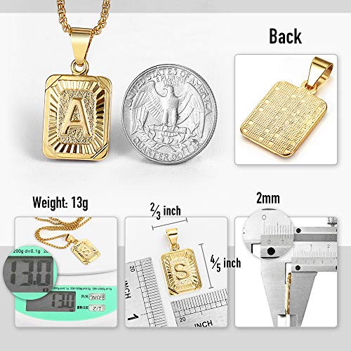 Trendsmax Initial A-Z Letter Pendant Necklace Mens Womens Capital Letter Yellow Gold Plated Stainless Steel Box Chain 22inch