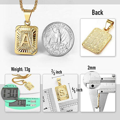 Trendsmax Initial A-Z Letter Pendant Necklace Mens Womens Capital Letter Yellow Gold Plated Stainless Steel Box Chain 22inch