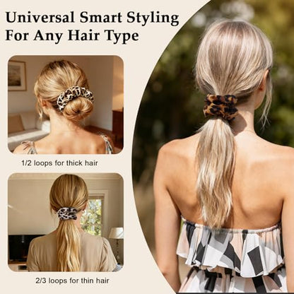 Satin Scrunchies for Women – 8PCS Leopard Silk Hair Ties – No Crease, Frizz-Free, Bold & Fashionable Hair Bands for Thick & Thin Hair, Trendy Hair Accessories Gifts - color: Large-Leopard