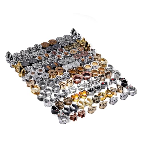 ERKUOO 10 Pairs Ear Tunnels Plugs Gauges Set Random Color Gothic Ear Stretching Kit Saddle Expander Ear Plugs for Women Men Piercing Jewelry 6mm to 25mm - size: 0g=8mm