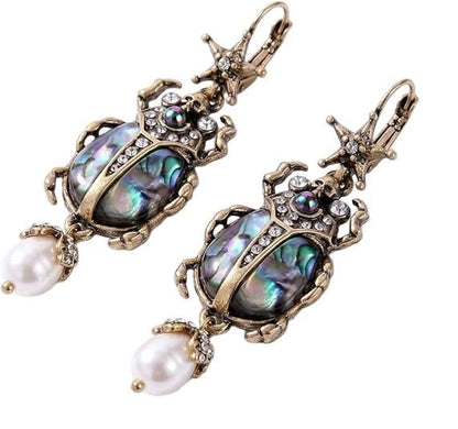 Whimsical Beetle Scarab Drop Dangle Earrings for Women, Gothic Vintage Inspired Jewelry Gift for Birthday Anniversary - style: Beetle- hook