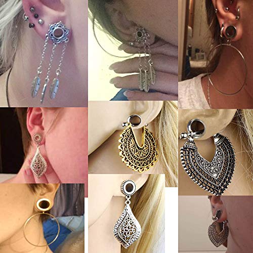 5 Pairs Surgical Steel Ear Tunnels Dangle Gauges For Women Rose Gold Hoop Double Flare Plugs Stretcher - style: 14mm/9/16''