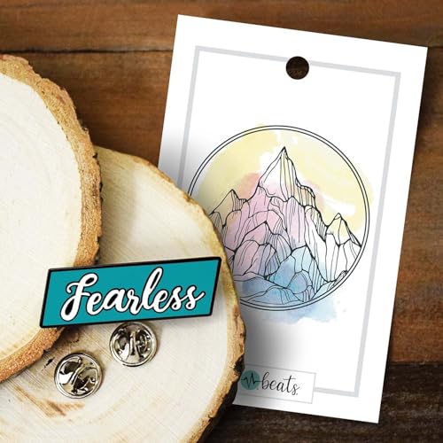 Inspirational Enamel Pin by LifeBeats | Cute Pin for Clothes, Jackets, Hats, Bags, and Lanyards | Hat Pin Comes with a Greeting Card | Lapel Pin with Sturdy Backing - style: Fearless
