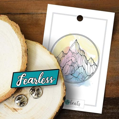Inspirational Enamel Pin by LifeBeats | Cute Pin for Clothes, Jackets, Hats, Bags, and Lanyards | Hat Pin Comes with a Greeting Card | Lapel Pin with Sturdy Backing - style: Fearless