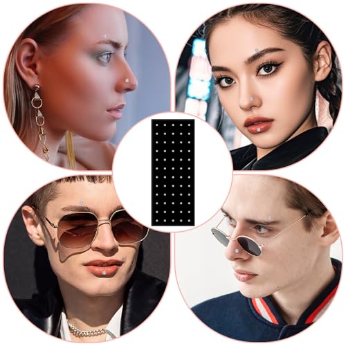 JJUNW 60 Pcs Nose Studs Nose Rings, 1.5 Mm Tragus Piercing Jewelry Nose Piercings Rhinestones, Stainless Steel Helix Piercing Jewelry Tiny for Women Men Tragus Nose Medusa Lip Labret