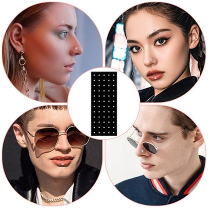 JJUNW 60 Pcs Nose Studs Nose Rings, 1.5 Mm Tragus Piercing Jewelry Nose Piercings Rhinestones, Stainless Steel Helix Piercing Jewelry Tiny for Women Men Tragus Nose Medusa Lip Labret