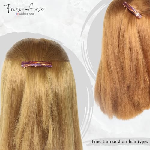 French Amie Bar Purple Touch Small 2 1/4 Inch Hair Clip Barrette | Handmade Cellulose Acetate Durable Grip For Women Girls Teens Everyday Style - color: Purple Touch