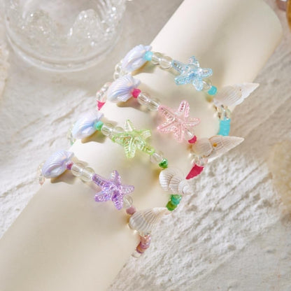 Handmade Natural Shell Starfish Beads Bracelets with a Wish Card Bohemia Sweet Seashell Conch Pearl Charm Bracelets for Women Boho Sea Themed Summer Beach Surfer Vacation Jewelry Gifts - style: StyleC