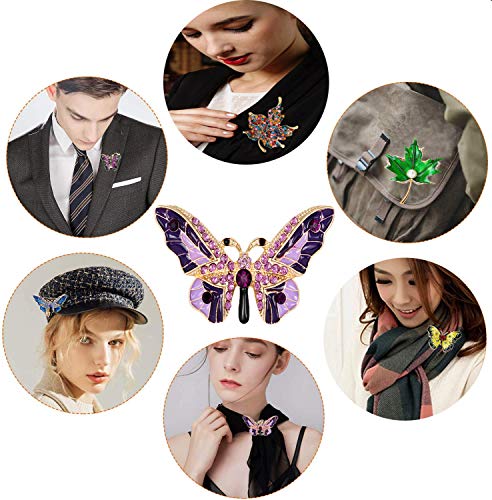 seven wolves Brooches for Women Austria Crystal Brooch Pins Rhinestones Brooches Daily Wearing Breastpin with Boxes - color: Purple 2