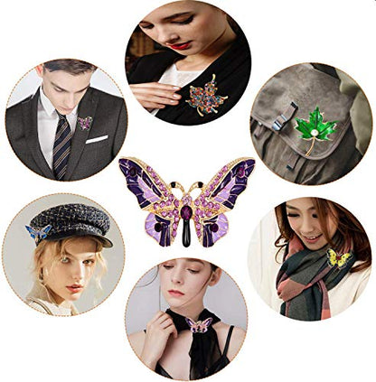 seven wolves Brooches for Women Austria Crystal Brooch Pins Rhinestones Brooches Daily Wearing Breastpin with Boxes - color: Purple 2