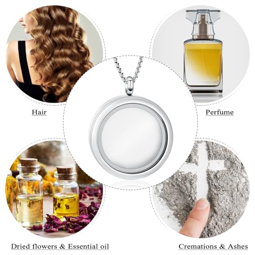 Oinsi Cremation Locket Necklace For Ashes Of Loved One Carry Photo Glass Memorial Urn Jewelry 316L Stainless Steel Keepsake Gifts - color: Glass design