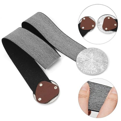 Women Wide Stretchy Waist Belts Elastic Cinch Belt for Dresses - color: Bling Black Silver Band Silver Buckle, size: Fit Waist 32"-34"