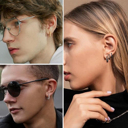 YADOCA 8 Pieces Clip On Earrings For Men Women Non-Piercing Fake Earrings Stainless Steel Clip On Hoop Earring Cool Earrings Ear Clips Set for Gifts - style: Multi-color: 16mm