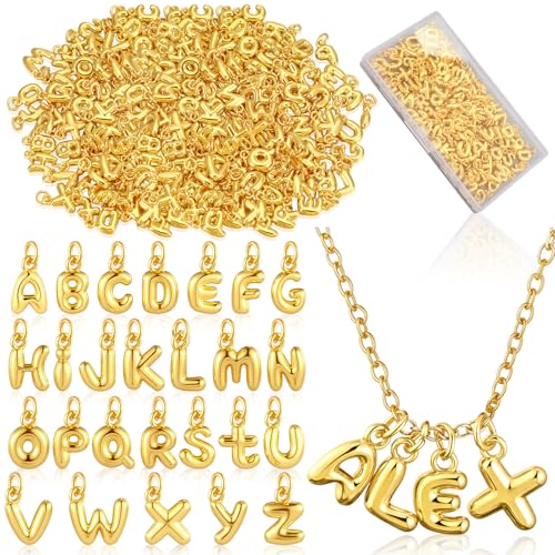 Tondiamo Gold Bubbled Charm for Jewelry Making Gold Letter Charm A- Z Alphabet Pendant Letters 3D Bubble Glitter Trendy Chunky Initial Alphabet for Women DIY Craft Bracelet Necklace - style: Style A