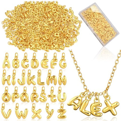 Tondiamo Gold Bubbled Charm for Jewelry Making Gold Letter Charm A- Z Alphabet Pendant Letters 3D Bubble Glitter Trendy Chunky Initial Alphabet for Women DIY Craft Bracelet Necklace - style: Style A