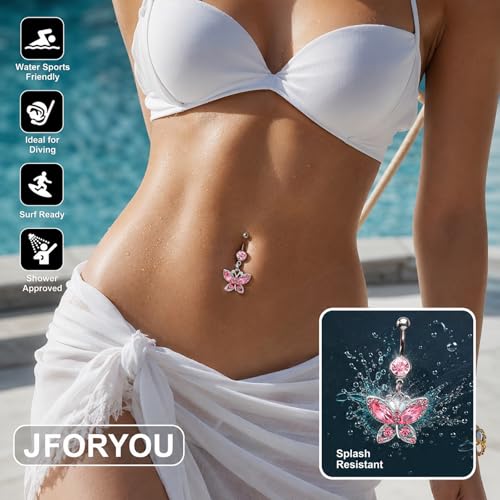 Belly Button Rings Stainless Steel 14G CZ Opal Navel Rings Barbells Women Girls Belly Piercing Jewelry - color: Silver Color-Style C: 4PCS
