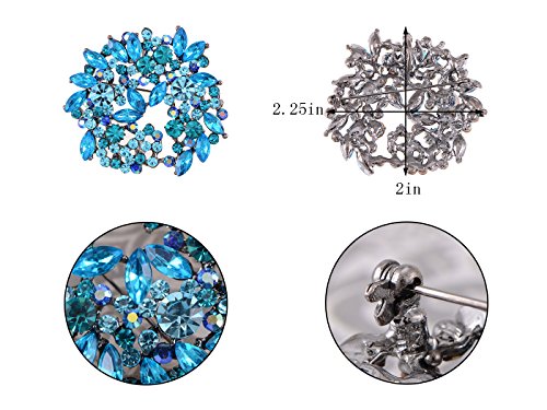 Alilang Violet Lavender Purple Crystal Rhinestone Floral Wreath Brooch Pin - color: blue