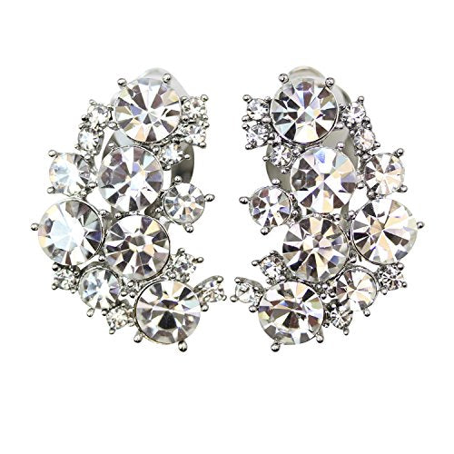 Faship Gorgeous Clip Ons Floral Earrings - color: Clear