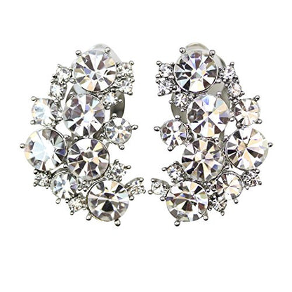 Faship Gorgeous Clip Ons Floral Earrings - color: Clear