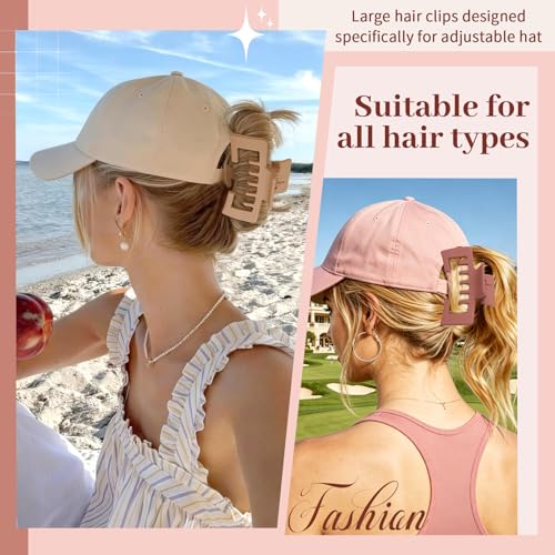 4 Pack Hat Claw Clips for Women, 4.1 Inch Large Hair Clips for Thick Hair | 2-in-1 Cute Hair Claw Clips Strong Hold Jaw Clips for Daily Styling, Baseball Cap & Trucker Hat, Wine Red (Patent Pending) - color: Wine Red