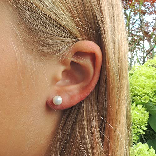 Round Simulated Shell Pearl Invisible Clip-On Earrings for Non-Pierced Ears (6mm, White)