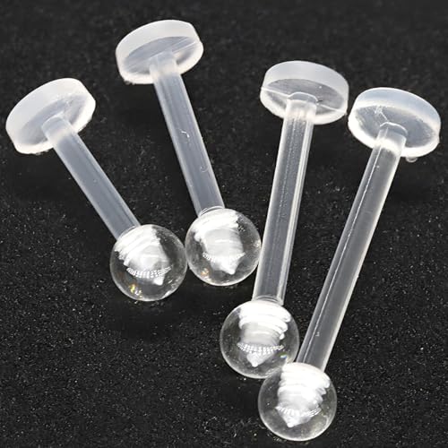 Clear Lip Piercings Set for Women Men 16 G Acrylic Tongue Rings Jewelry Nose Retainers Helix Earrings Studs Labret Piercing Para La Nariz 20 Pcs - size: 1.2*6+3