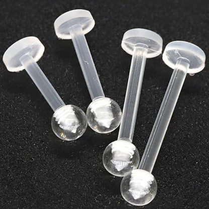 Clear Lip Piercings Set for Women Men 16 G Acrylic Tongue Rings Jewelry Nose Retainers Helix Earrings Studs Labret Piercing Para La Nariz 20 Pcs - size: 1.2*8+3