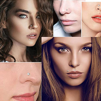 180Pcs 20G Surgical Stainless Steel Nose Rings Hoops Straight/L Shapes Nose Studs 2.0/2.5/3.0mm Cubic zirconia Hypoallergenic Nose Studs Silver Gold Rose Gold Black Rainbow Blue Lip Rings Nose Rings Piercing Jewelry Set for Women Men - style: B:Hoops &I S