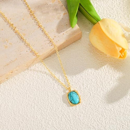 Starain Heart Necklaces for Women Dainty Cubic Zirconia Love Heart Pendant Necklace 18K Gold Plated Chain Trendy Stuff Jewelry - color: M Gold Rectangle Necklace