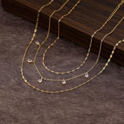 XIXINI Layered Necklaces for Women, Dainty Gold Necklace Stack 14k Gold Plated Layering Pendant Necklace Set Simple Statement Gold Necklaces for Women Trendy Fashion Waterproof Gold Jewelry - color: Gold-Set 1