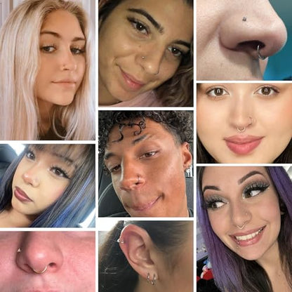 20g Nose Rings Studs and 18g Nose Rings Hoops for Women Men: Hypoallergenic Surgical Stainless Steel Threadless Corkscrew/L Shape/Straight Nose Studs Round Square Simulated Diamond CZ 1.5/2/2.5/3mm Nose Bone Studs Hinged Clicker Segment Nose Hoops Septum