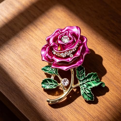 Magnolia Rose Tulip Flower Brooch Pin Alloy Enamel Floral Brooch with Natural Faux Pearl Elegant Lapel Pin for Dress Scarf Coat Women Jewelry