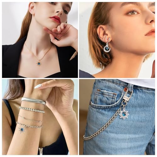 24Pcs Alloy Rhinestone Charms for Jewelry Making, Cute Moon Sun Star Alloy Charm Celestial Blue Rhinestone Dangle Pendants for DIY Necklace Bracelet Earring Jewelry Making Crafts - color: Blue