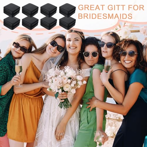 8 Pack Travel Jewelry Case Small Travel Jewelry Box Bridesmaid Gifts Jewelrys Box, PU Leather Small Jewelrys Case Organizer Storage for Rings Earrings Necklaces, Beauty Gifts (Black) - color: Black