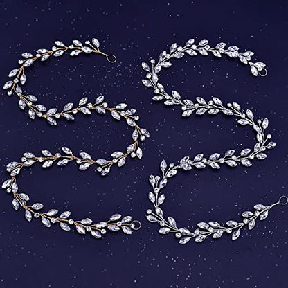 TRiXY Wedding Bridal Crystal Long Hair Vines Head Piece,Wedding Piece Accessories Headband Jewelry ,Beaded Bohemian Headpiece (Short Silver-50cm / 19.68 Inches) (HP394)