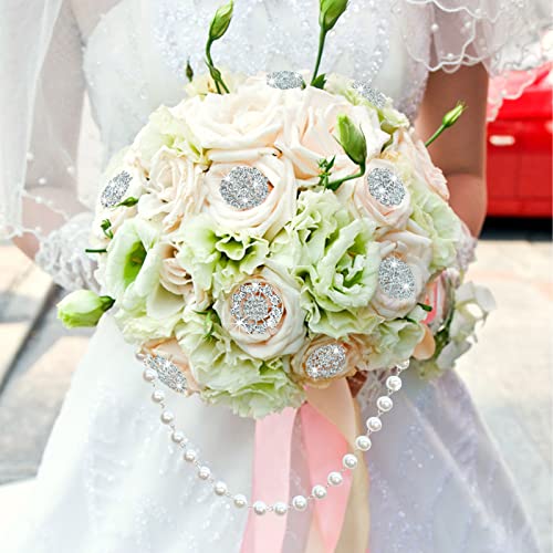 Yhsheen Rhinestone Brooches Crystal Brooch Pins, Pearl Crystal Wedding Bouquet kit Set (Silver-14pcs)… - color: Silver-14pcs