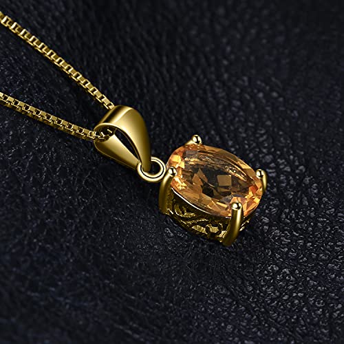 JewelryPalace Natural Gemstone Garnet Peridot Amethyst Citrine Blue Topaz Birthstone Solitaire Pendant Necklace Jewelry Set, 14k Gold Plated 925 Sterling Silver Necklaces for Women, 18 Inch Box chain - color: E-Yellow Gold Plated Brass-Crystal