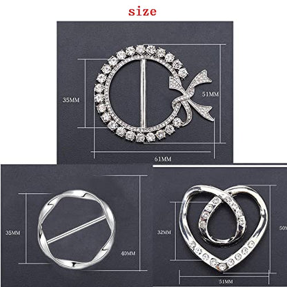 3 Pack Metal Tshirt Clips and Rings 1.9 Inch Large T-shirt Clip Scarf Ring for Girl Women - color: silver