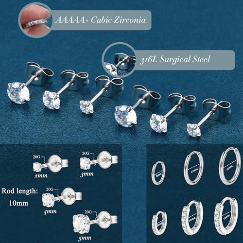 YADOCA 12Pcs Toe Rings 10Pairs Hypoallergenic Surgical Stainless Steel Earrings for Women