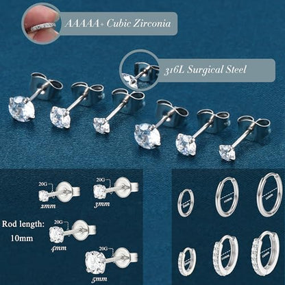 YADOCA 12Pcs Toe Rings 10Pairs Hypoallergenic Surgical Stainless Steel Earrings for Women