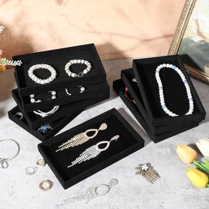 12 Pack Velvet Jewelry Trays,Stackable Jewelry Drawers 8.3x5x1inches Storage Trays for Display Beads Bracelets Necklaces Ring Earrings