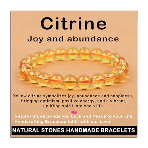 AD Beads Handmade Gemstone Stretch Elastic Bracelet Crystal Healing Reiki Nature's Beauty and Spiritual Essence Unisex (8mm, Citrine (Joy and Abundance)) - color: Citrine (Joy and Abundance ), size: 8mm